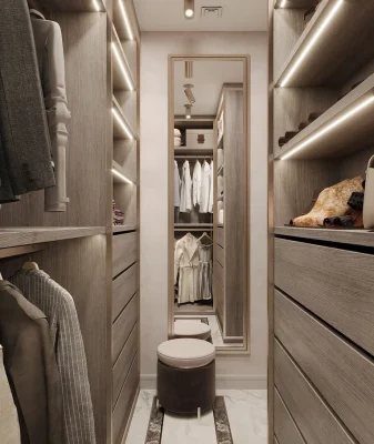 Ремонт гардеробной комнаты в новостройке от компании Domeo