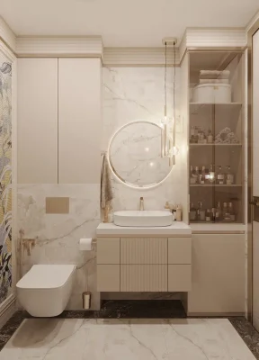 Евроремонт гостиной комнаты и ванной комнаты от компании Domeo