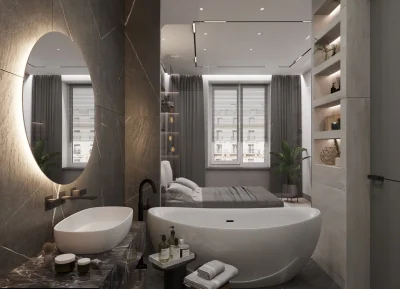 Дизайнерский ремонт ванной комнаты в брежневке от компании Domeo