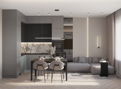 Ремонт кухни-гостиной 12 кв м от компании Domeo