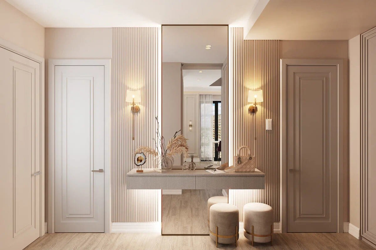 дизайнерский интерьер трехкомнатной квартиры