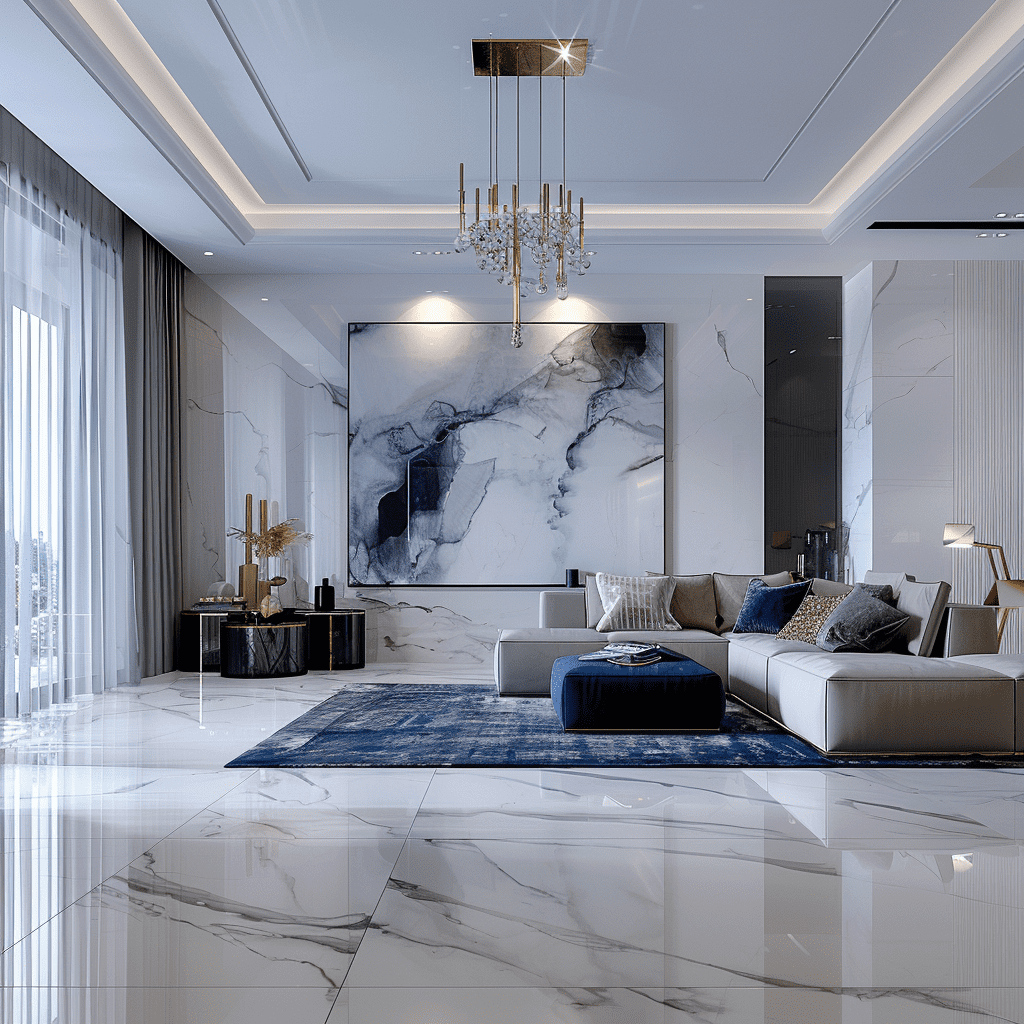 ремонт пентхауса в серо-голубых оттенках от компании Домео