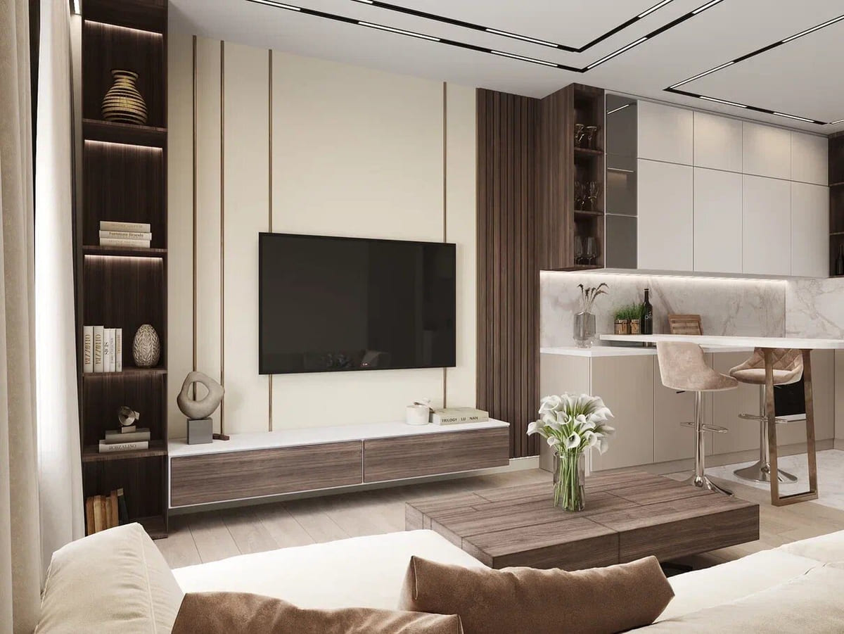 дизайнерский интерьер для квартиры трешки