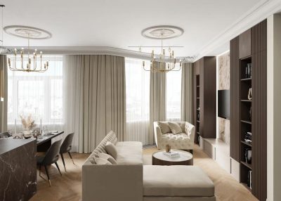 Дизайнерский ремонт четырехкомнатной квартиры под ключ от компании Domeo