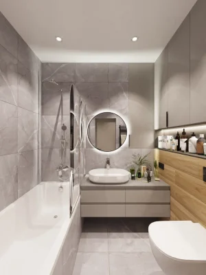 Капитальный ремонт ванной комнаты в новостройке от компании Domeo