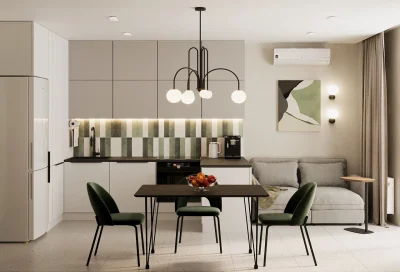 Ремонт кухни 7 кв м в современном стиле от компании Domeo