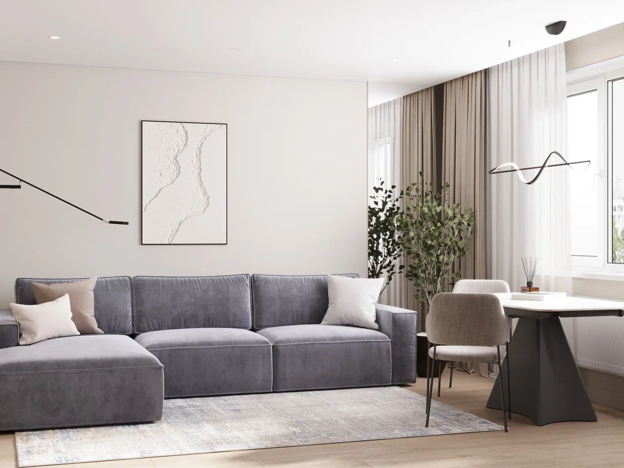 Ремонт гостиной в однокомнатной квартире в хрущевке под ключ от компании Domeo