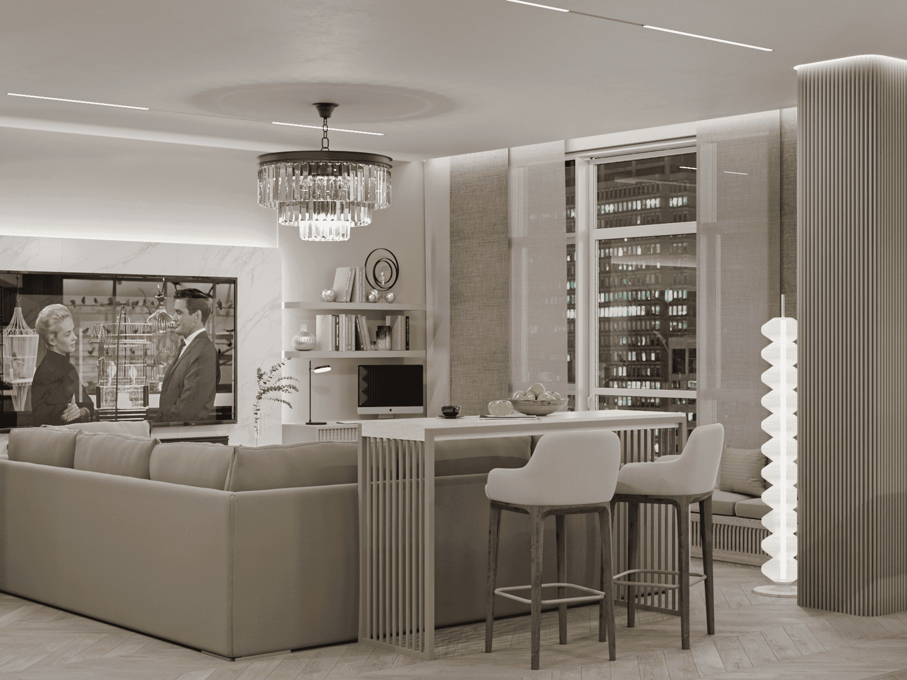 Ремонт апартаментов в светлых тонах выполненный в Москва Сити компанией Domeo