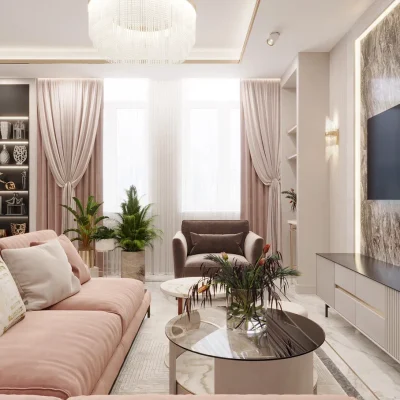 Евроремонт гостиной под ключ от компании Domeo