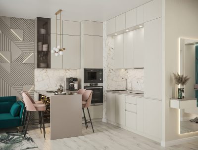 Ремонт студии свободной планировки под ключ от компании Domeo