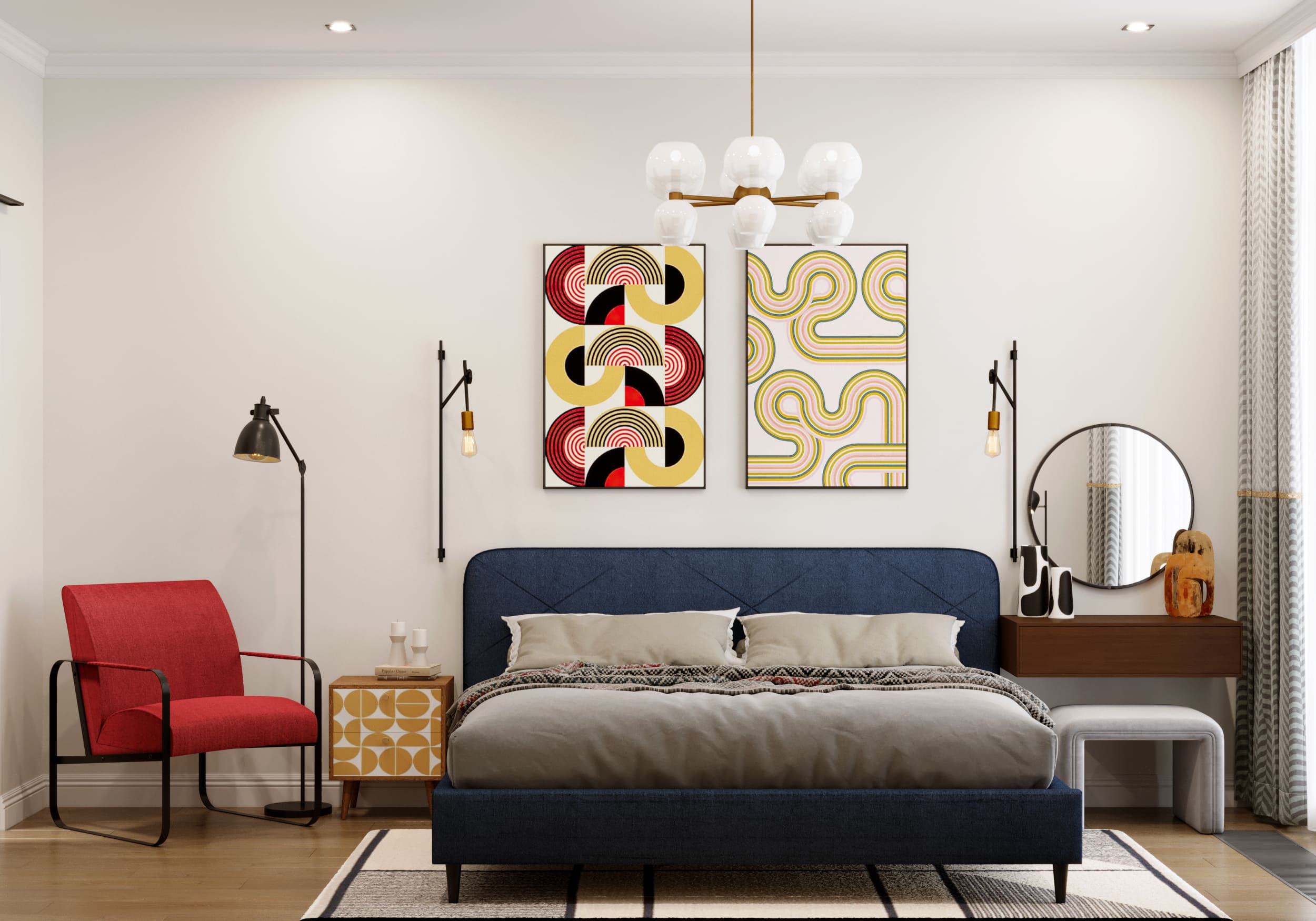 Ремонт квартиры 43 кв м с яркой спальней от компании Domeo