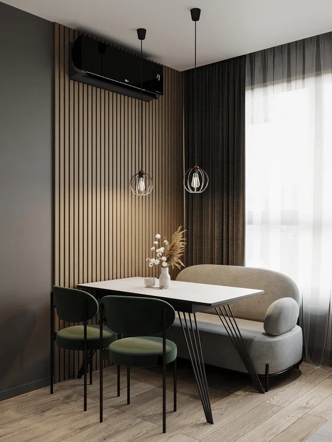 Ремонт квартиры 32 кв м в темных оттенках от компании Domeo