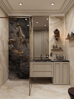 Дизайнерский ремонт ванной комнаты в сталинке от компании Domeo