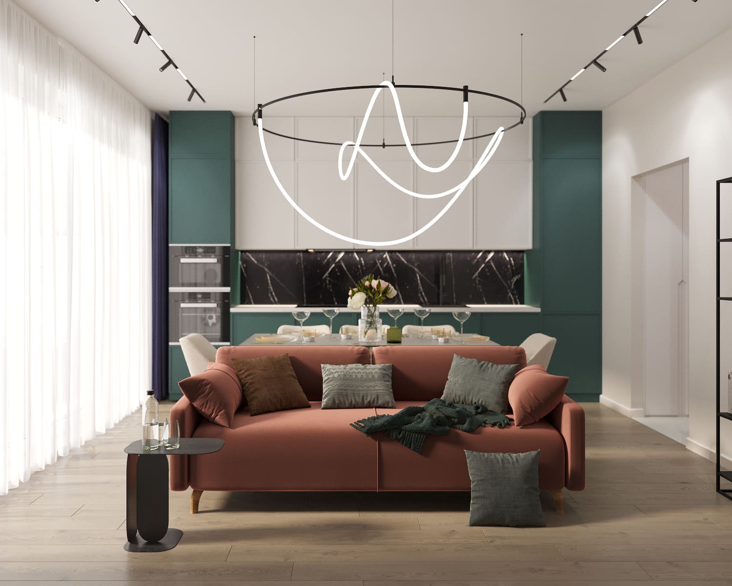 Ремонт квартиры 58 кв м с гостиной в ярких оттенках от компании Domeo