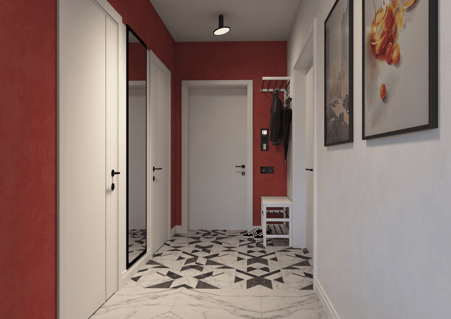 Приемы для ремонта маленького коридора и прихожей