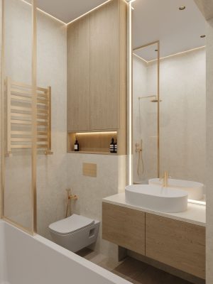 Капитальный ремонт маленькой ванной комнаты от компании Domeo