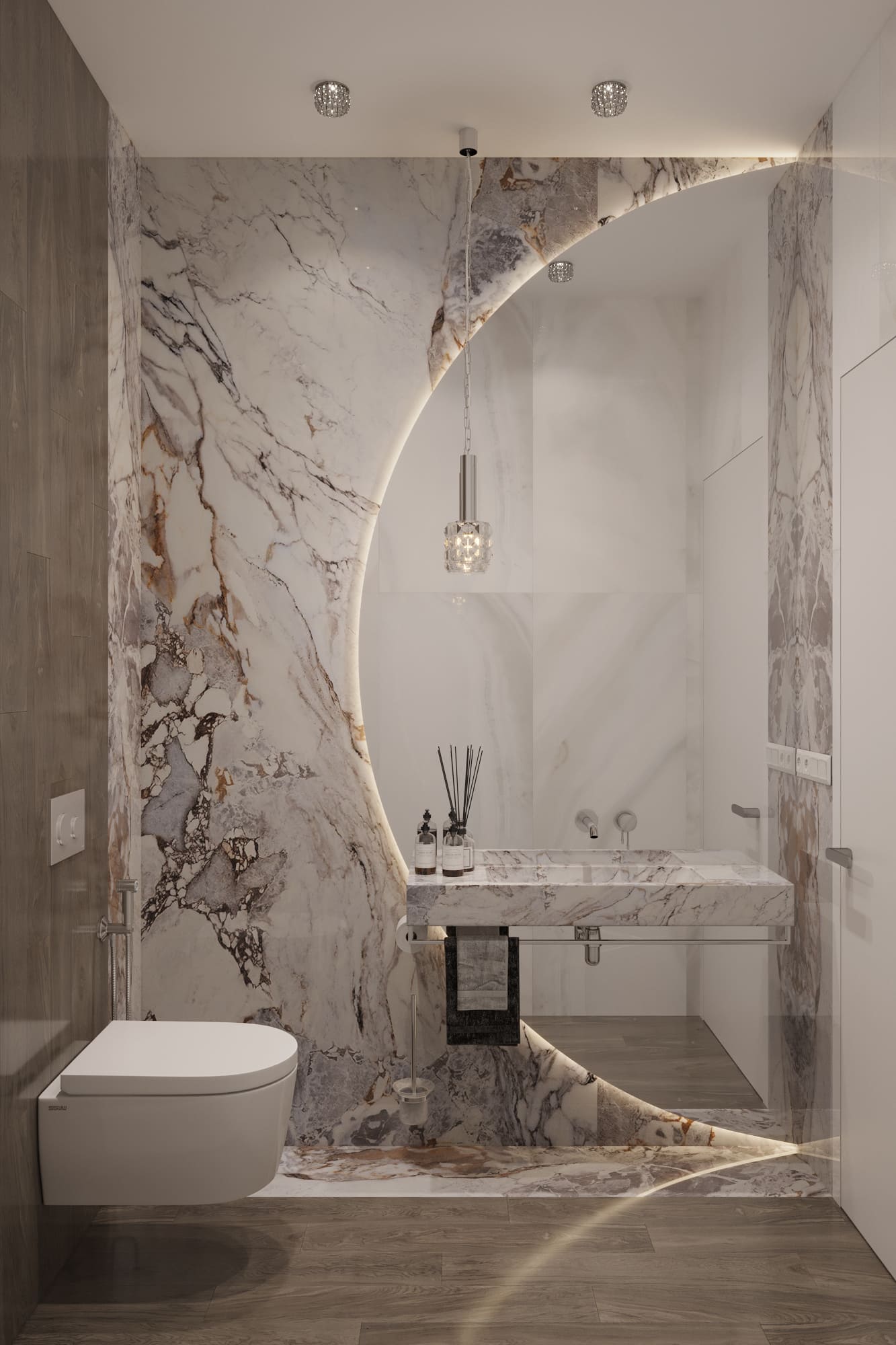 Ремонт туалета в серых оттенках под ключ от компании Domeo