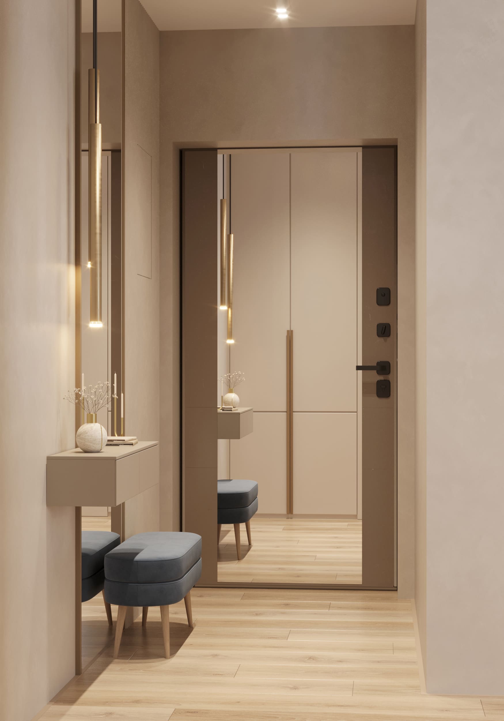 Ремонт маленькой прихожей в светлых оттенках под ключ от компании Domeo