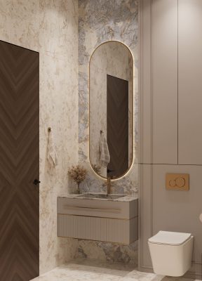Евроремонт ванной комнаты в новостройке от компании Domeo