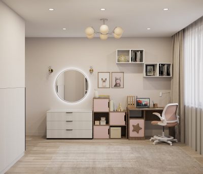 Ремонт детской комнаты для девочки школьницы от компании Domeo