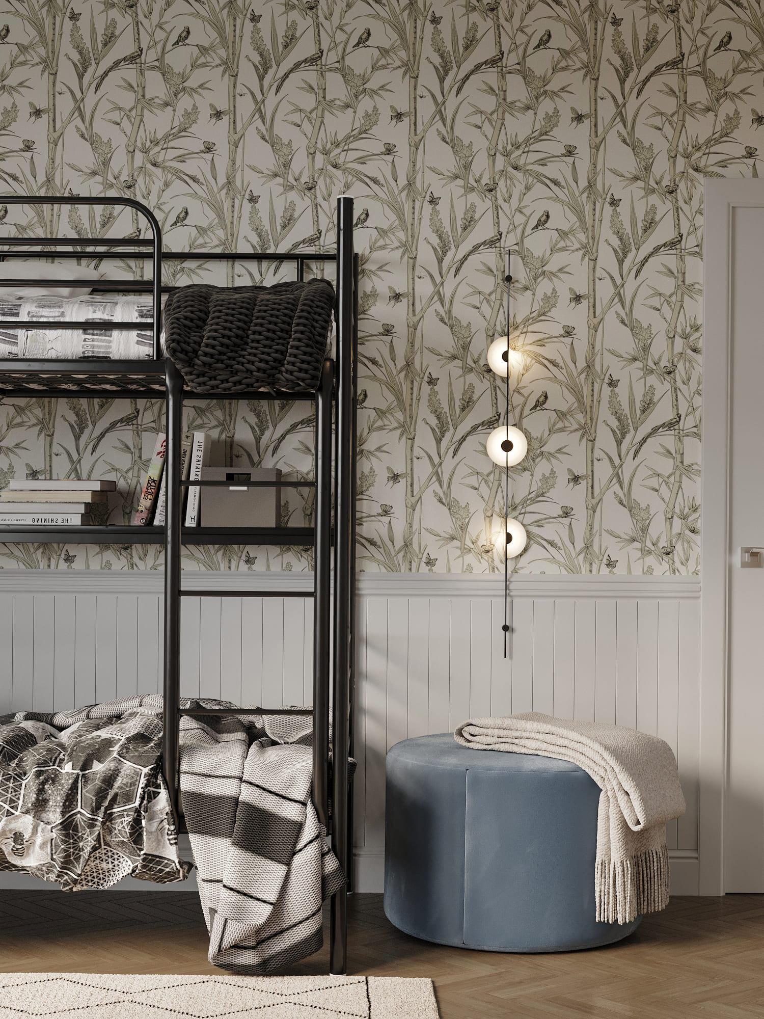 Ремонт детской комнаты для мальчика с двухъярусной кроватью под ключ от компании Domeo