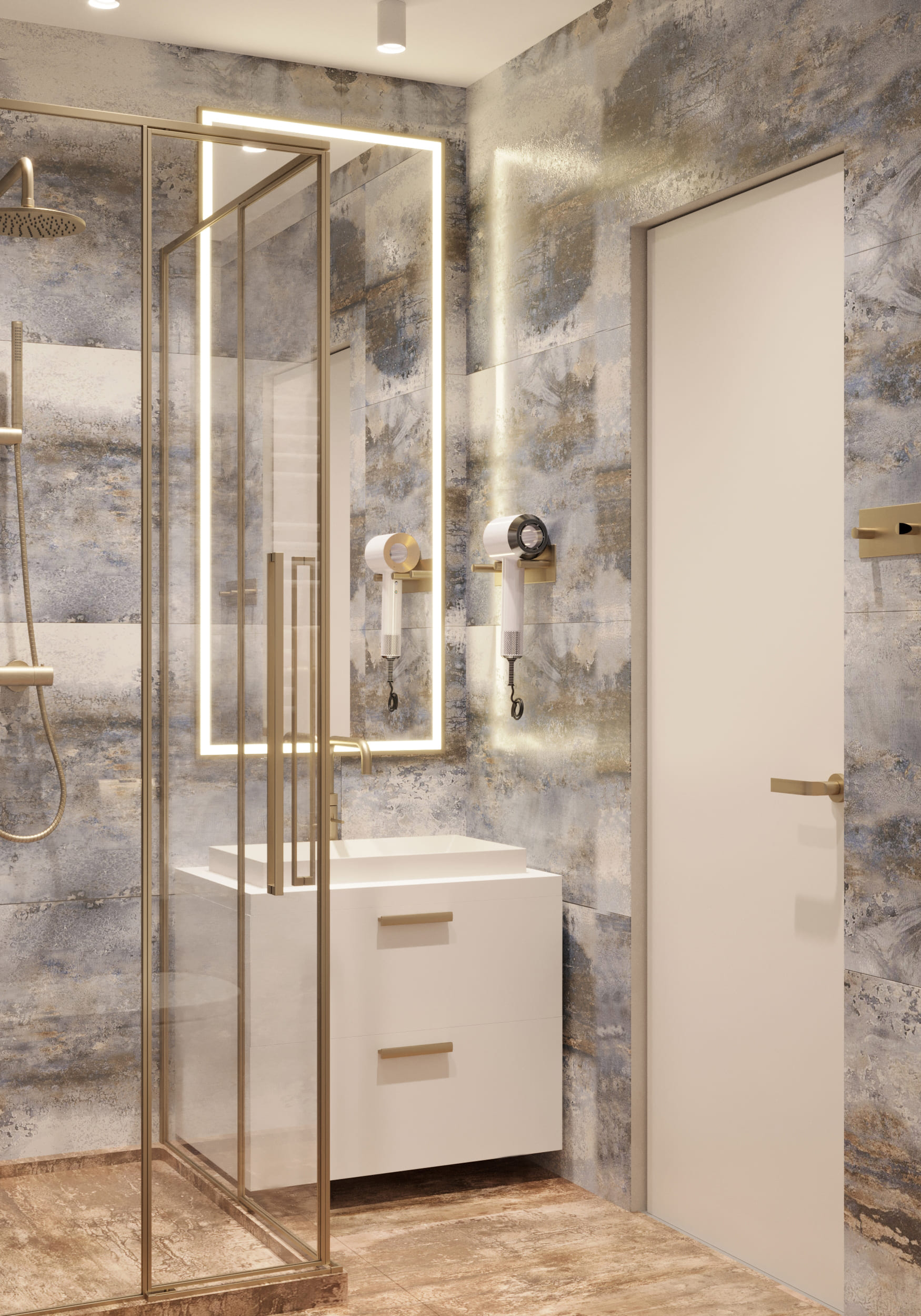 Ремонт маленькой ванной комнаты в светлых оттенках под ключ от компании Domeo