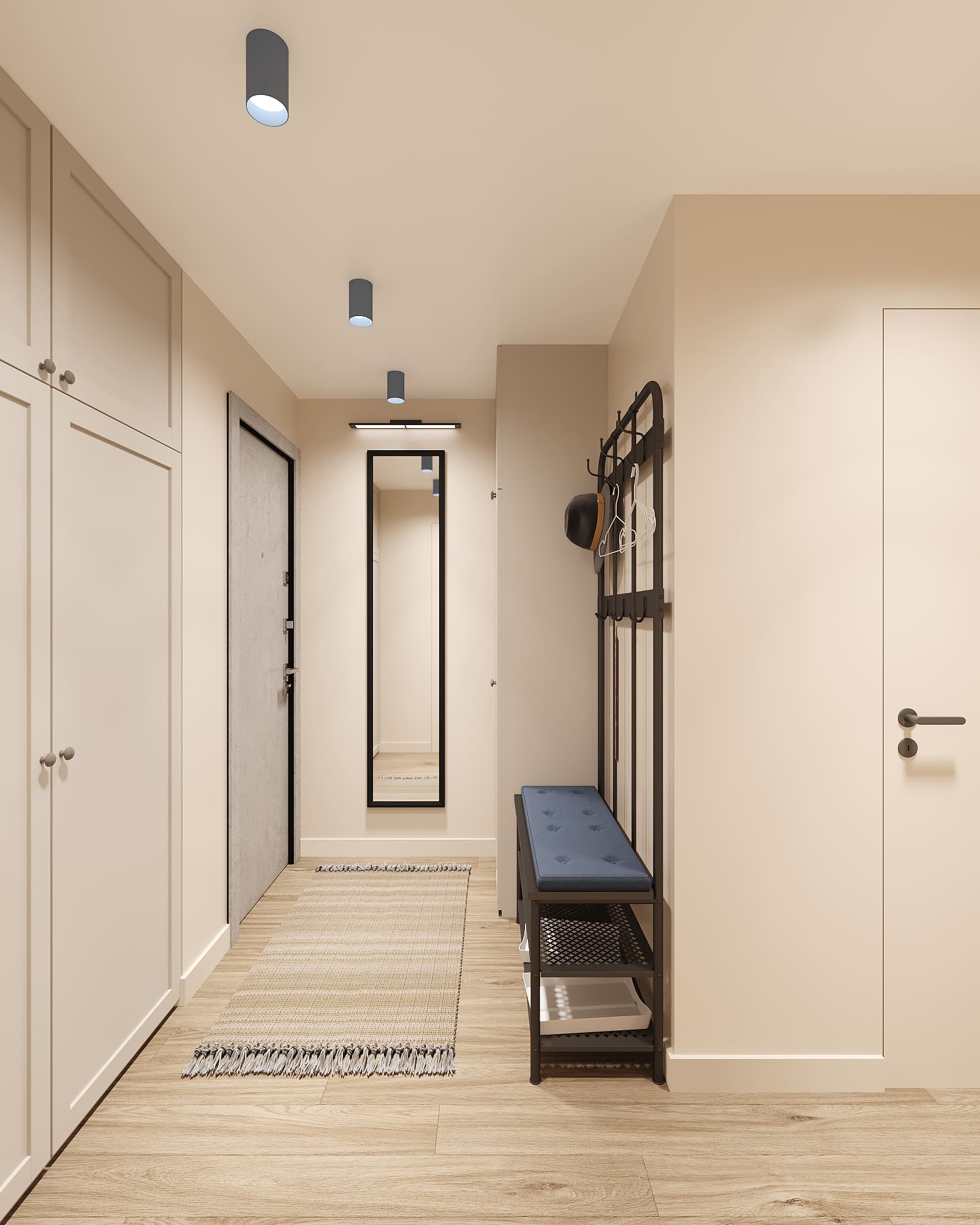 Ремонт коридора в хрущевке в светлых оттенках под ключ от компании Domeo