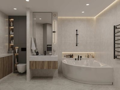 Евроремонт ванной комнаты в брежневке от компании Domeo