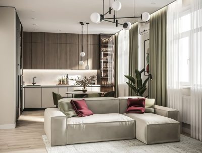 Ремонт гостиной в квартире 58 кв м от компании Domeo