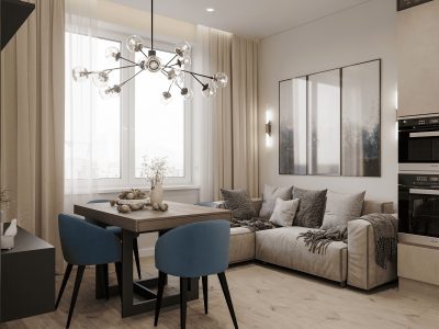 Ремонт однокомнатной квартиры 40 кв м в новостройке под ключ от компании Domeo