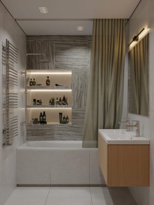 Евроремонт ванной комнаты в хрущевке от компании Domeo