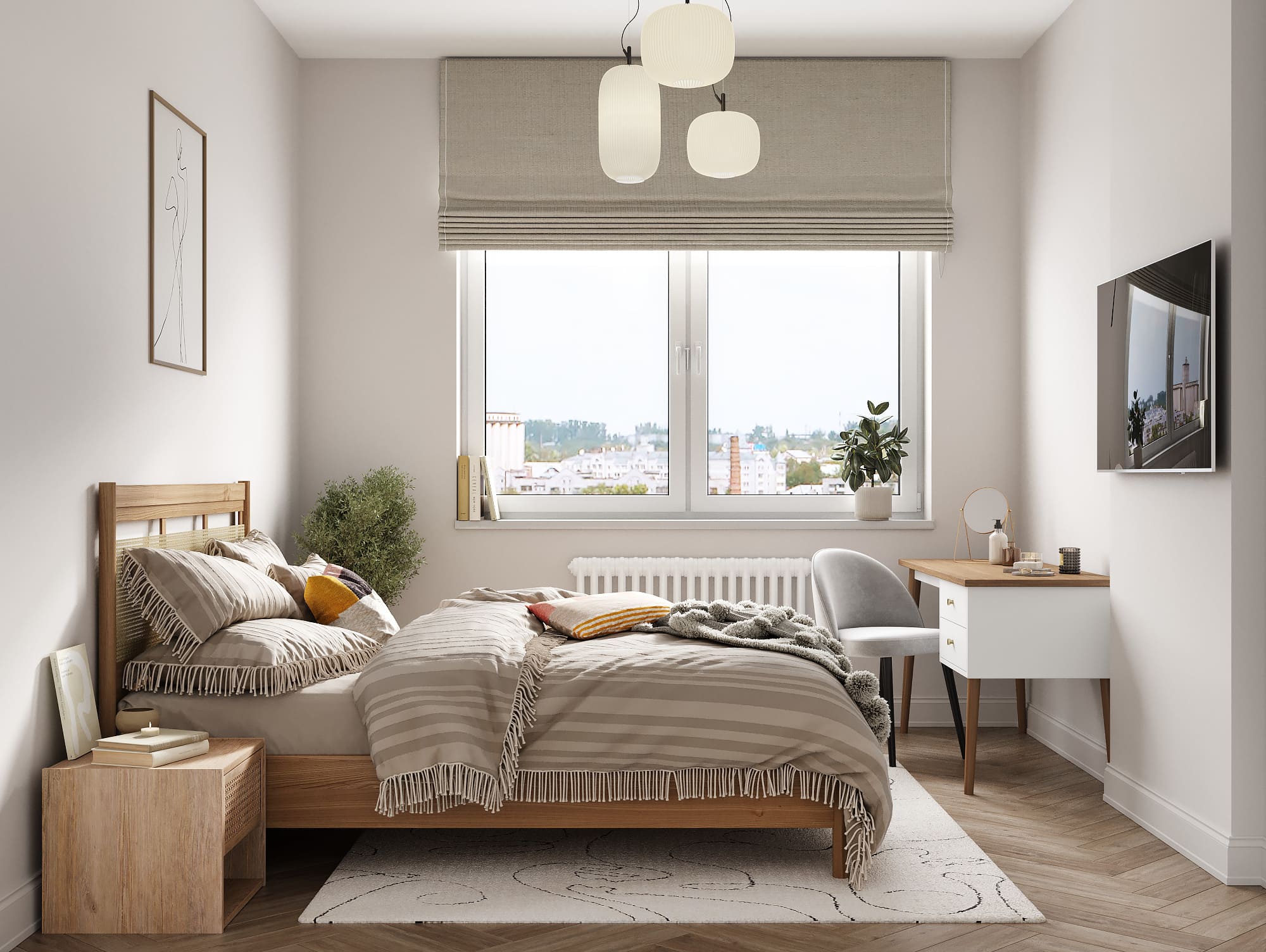 Ремонт квартиры в спальне в скандинавском стиле от компании Domeo