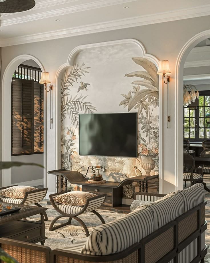 Ремонт квартиры в гостиной в стиле бунгало от компании Domeo