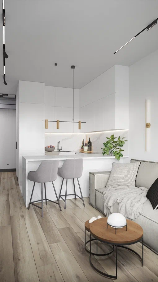 Ремонт квартиры в кухне в стиле хайтек от компании Domeo