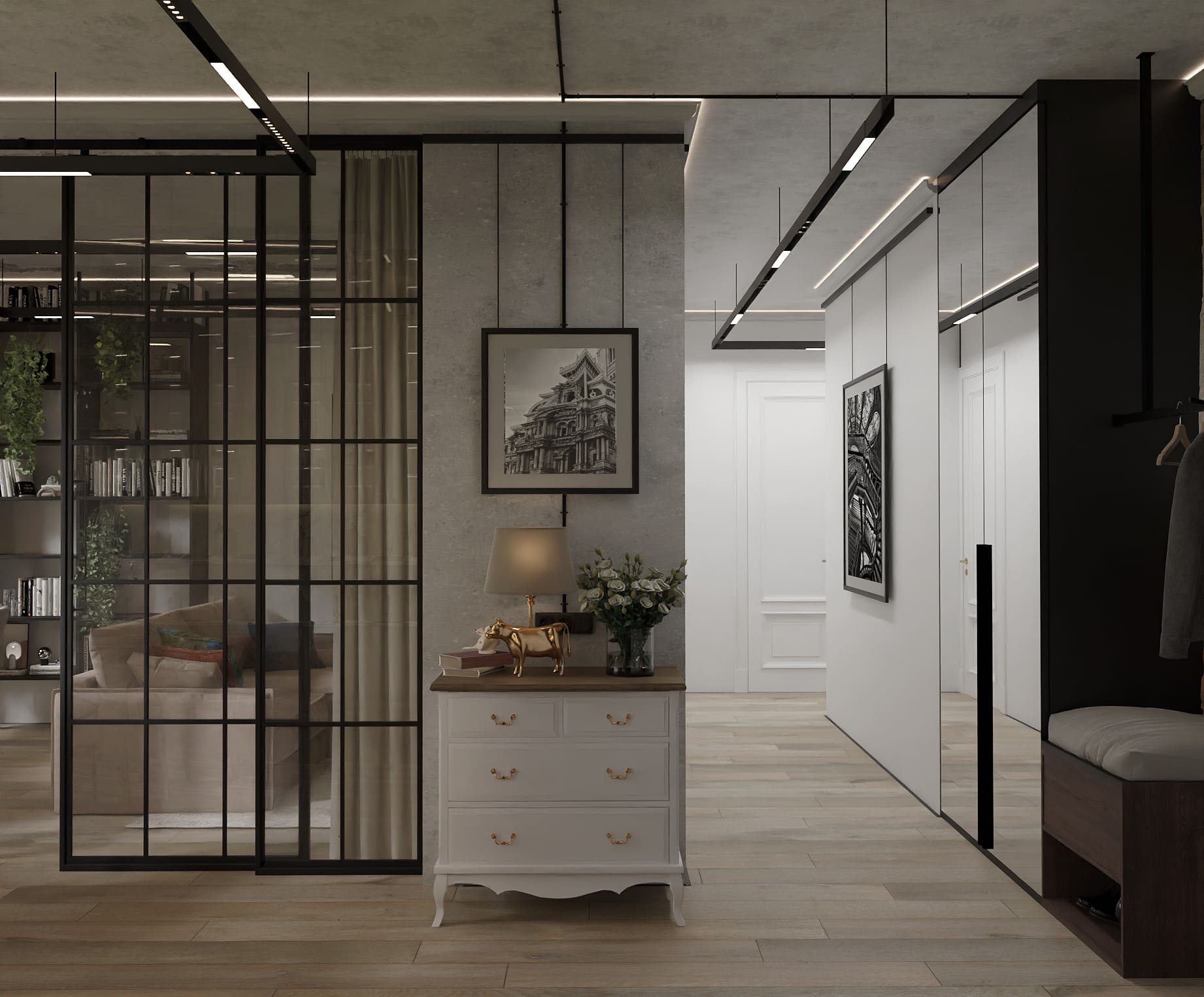 Ремонт квартиры в коридоре в стиле гранж от компании Domeo