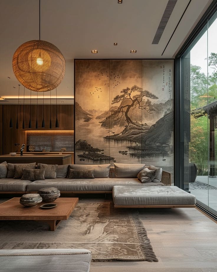 Ремонт квартиры в гостиной в японском стиле от компании Domeo