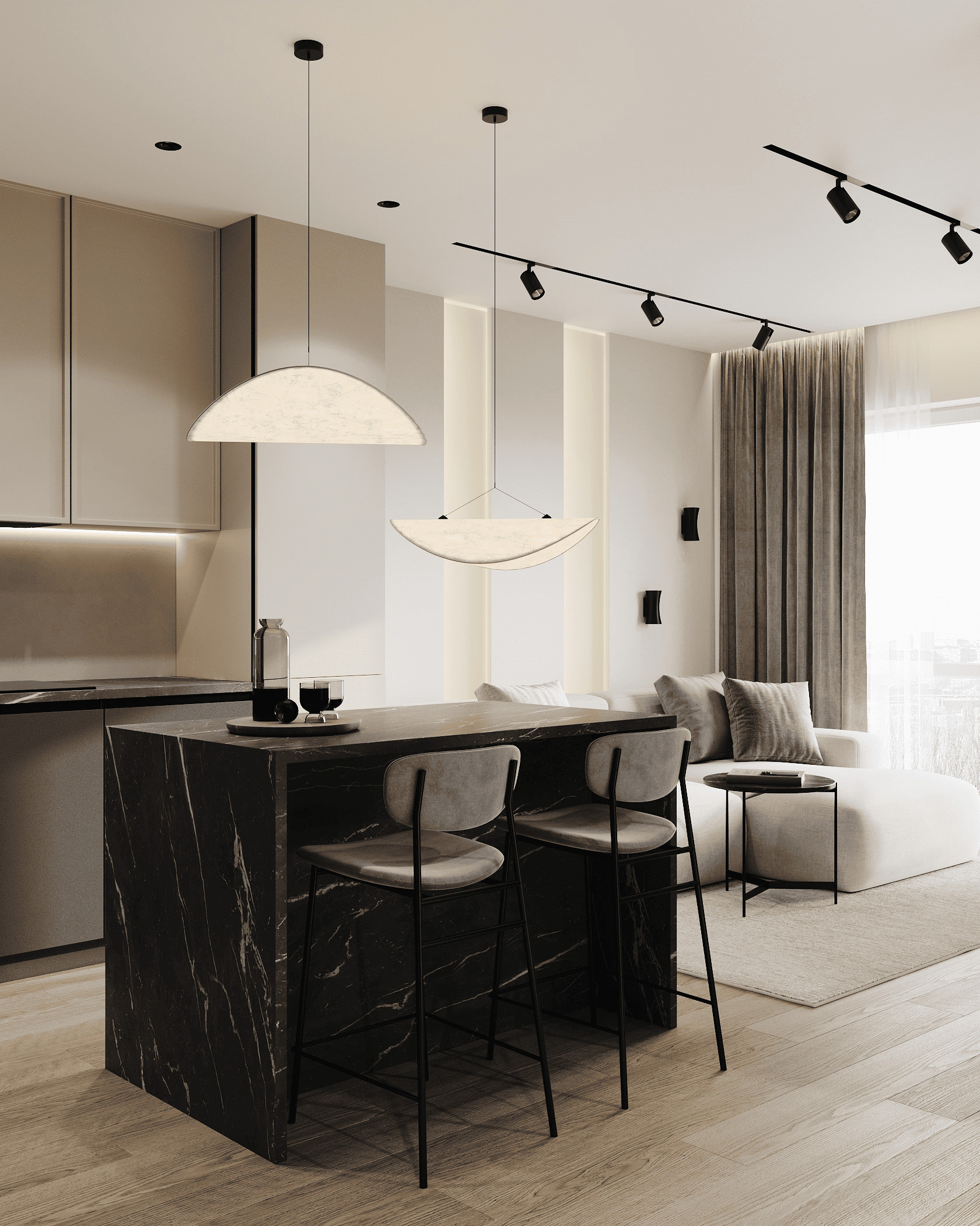 Ремонт квартиры в кухне в стиле минимализм от компании Domeo