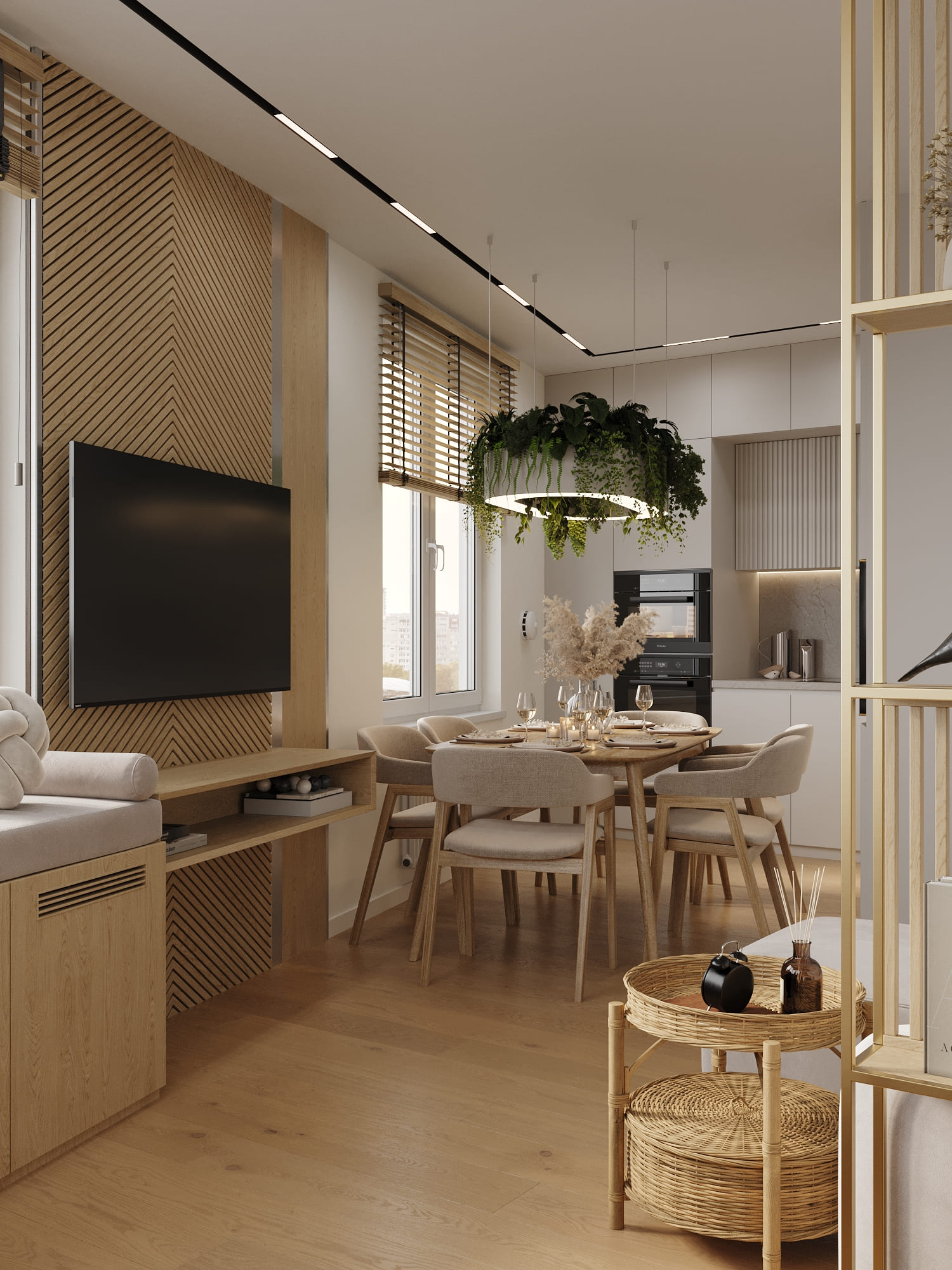 Ремонт квартиры в кухне-гостиной в стиле эко от компании Domeo