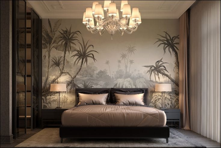 Ремонт квартиры в спальне в темных оттенках в стиле бунгало от компании Domeo