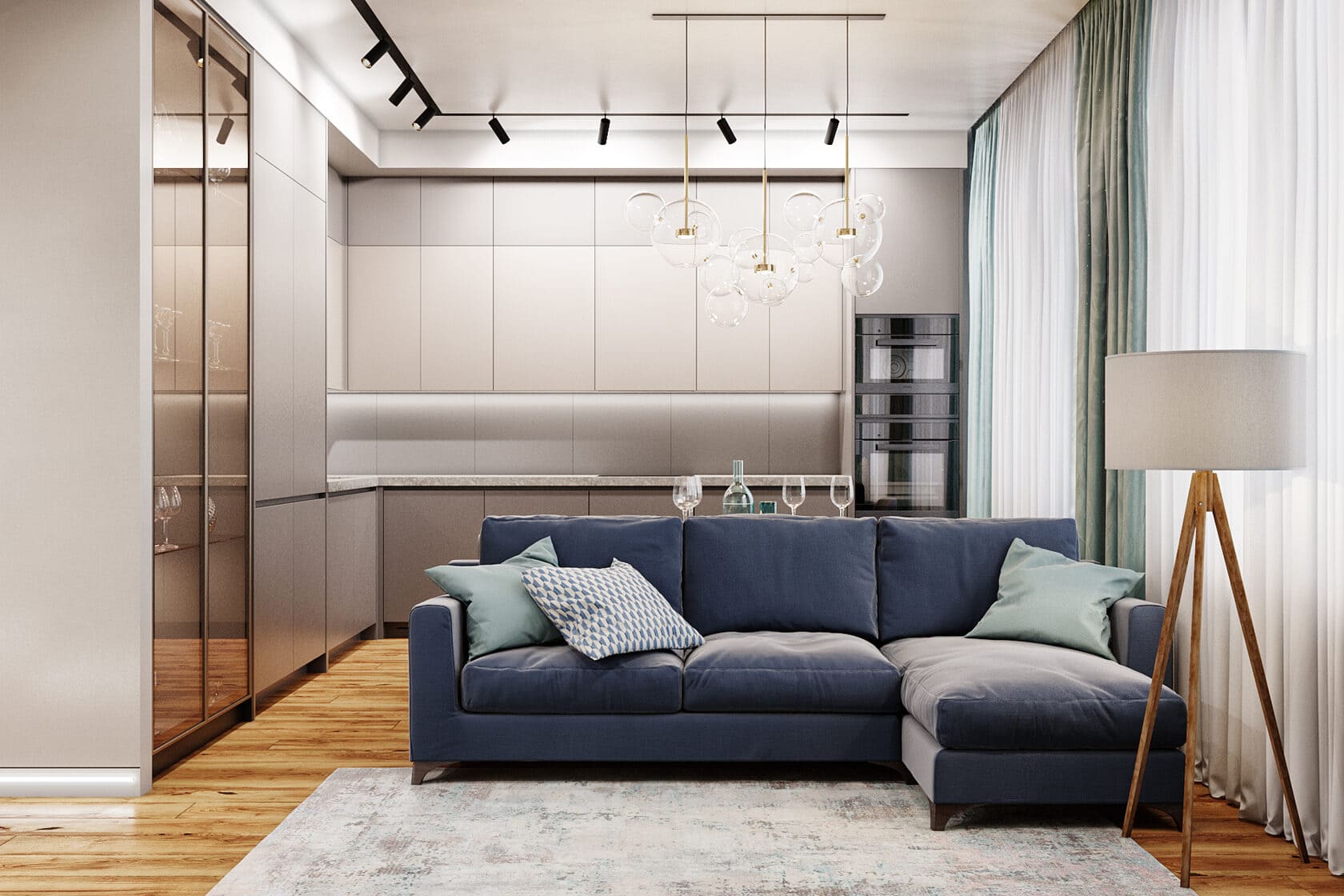 Ремонт квартиры в гостиной в средиземноморском стиле от компании Domeo