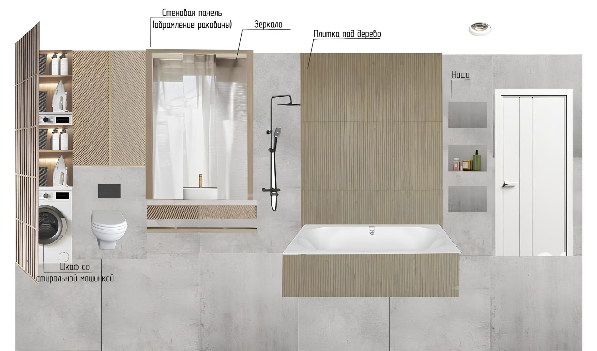 Санузел с постирочной в квартире-студии в новостройке от Domeo