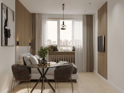 Евроремонт квартиры студии в новостройке под ключ от компании Domeo