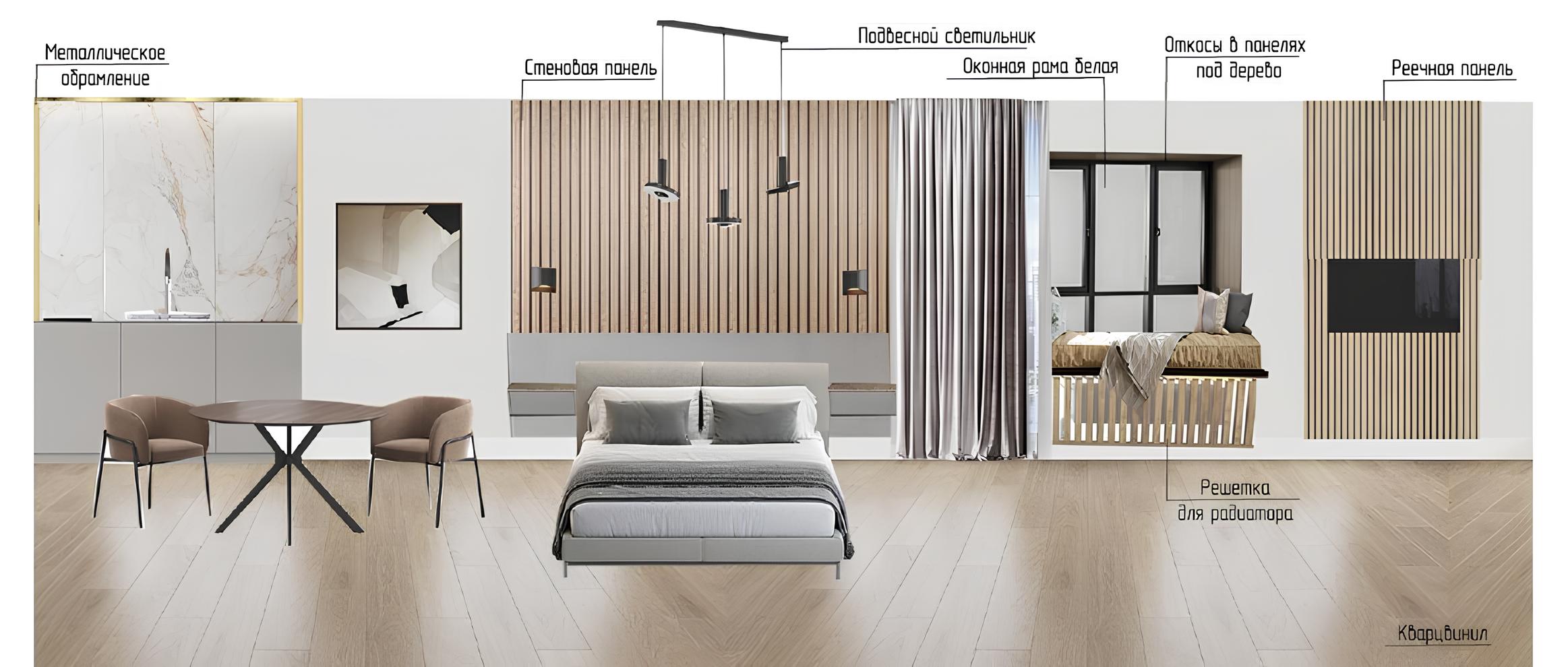 Кухня-гостиная в квартире-студии в новостройке от Domeo