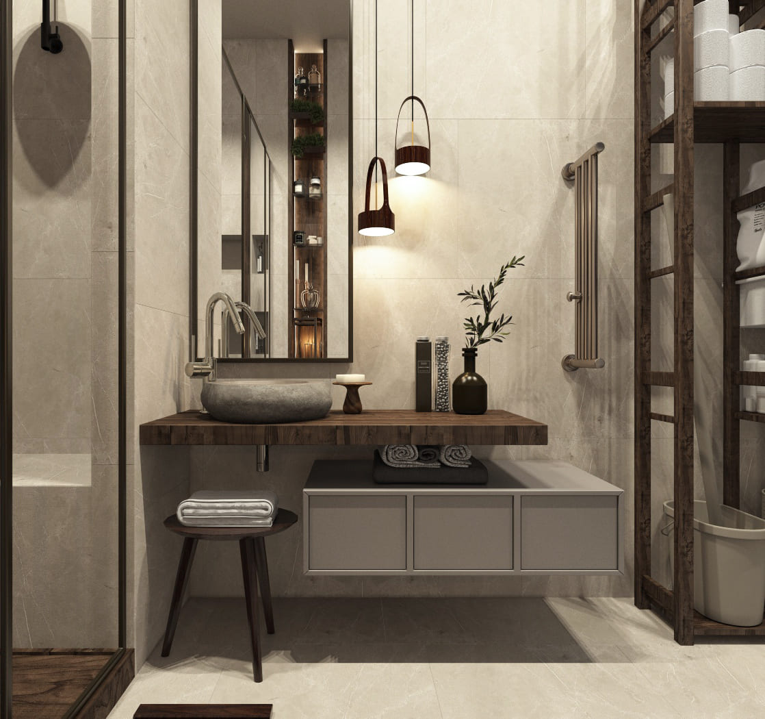 Ремонт квартиры в ванной комнате в балийском стиле от компании Domeo