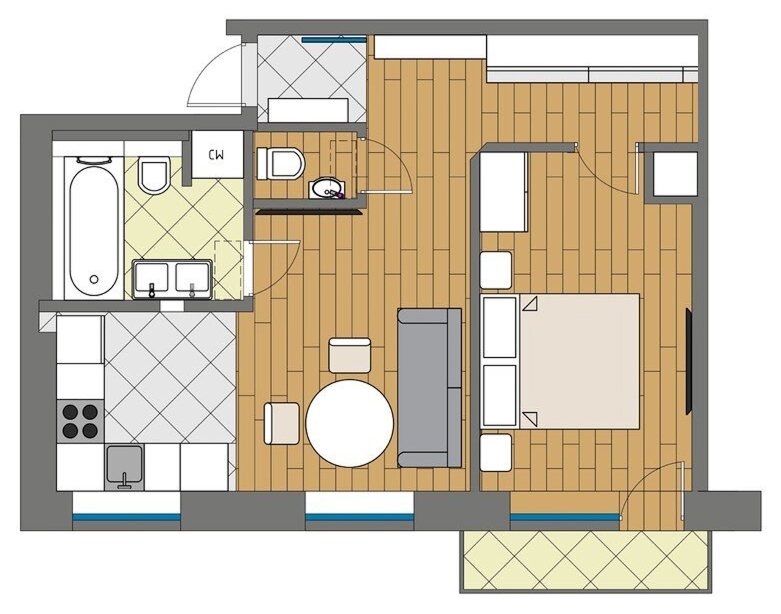 Проект с планировкой в хрущевке от Domeo