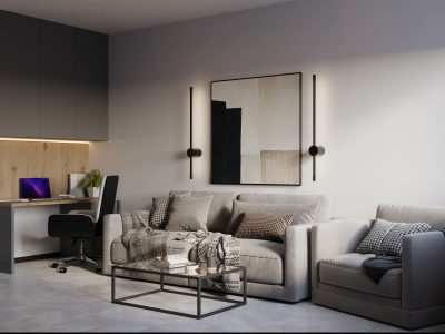 Косметический ремонт однокомнатной квартиры в нюансной цветовой гамме с элементами дерева от Domeo