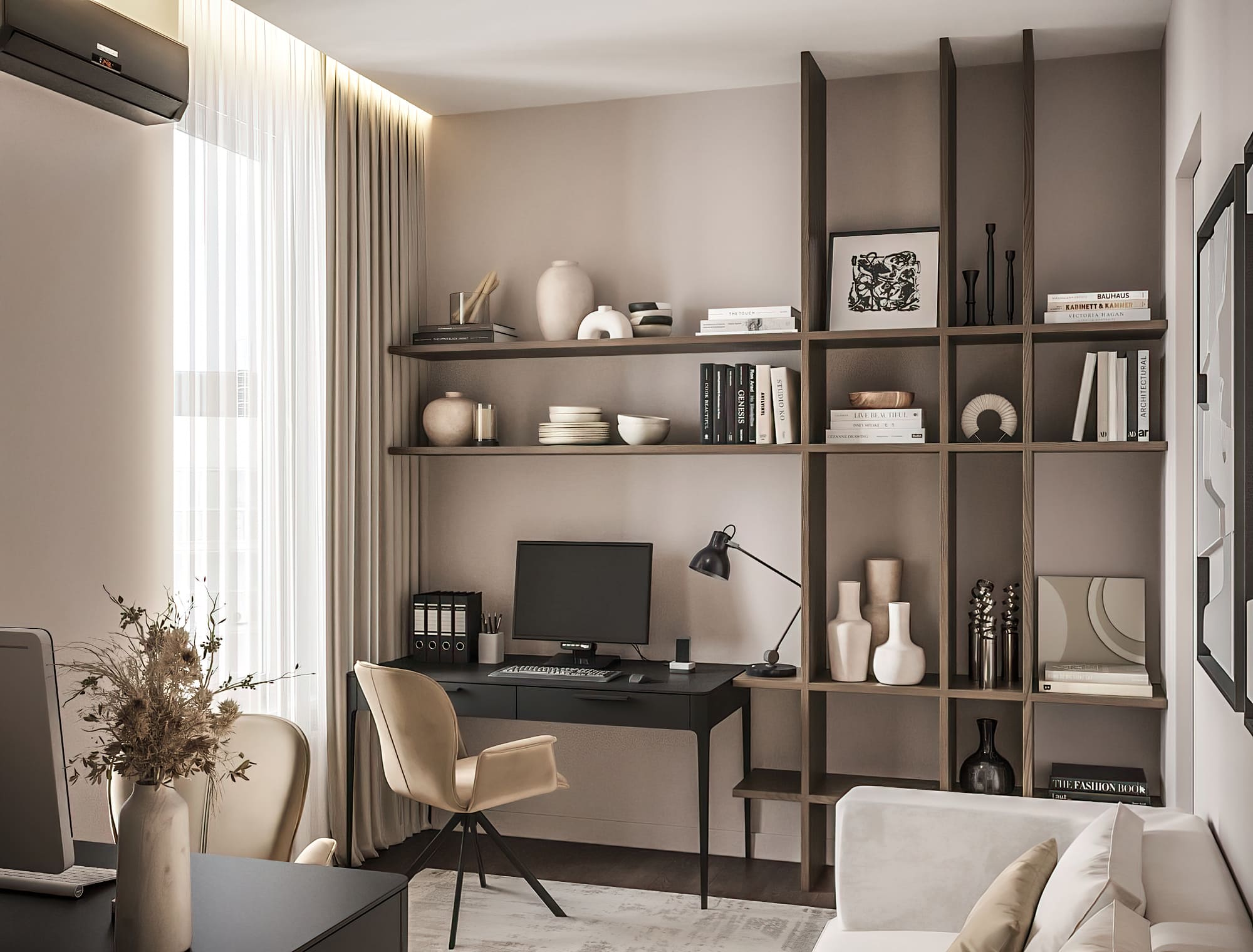 Ремонт квартиры в кабинете в стиле джапанди от компании Domeo