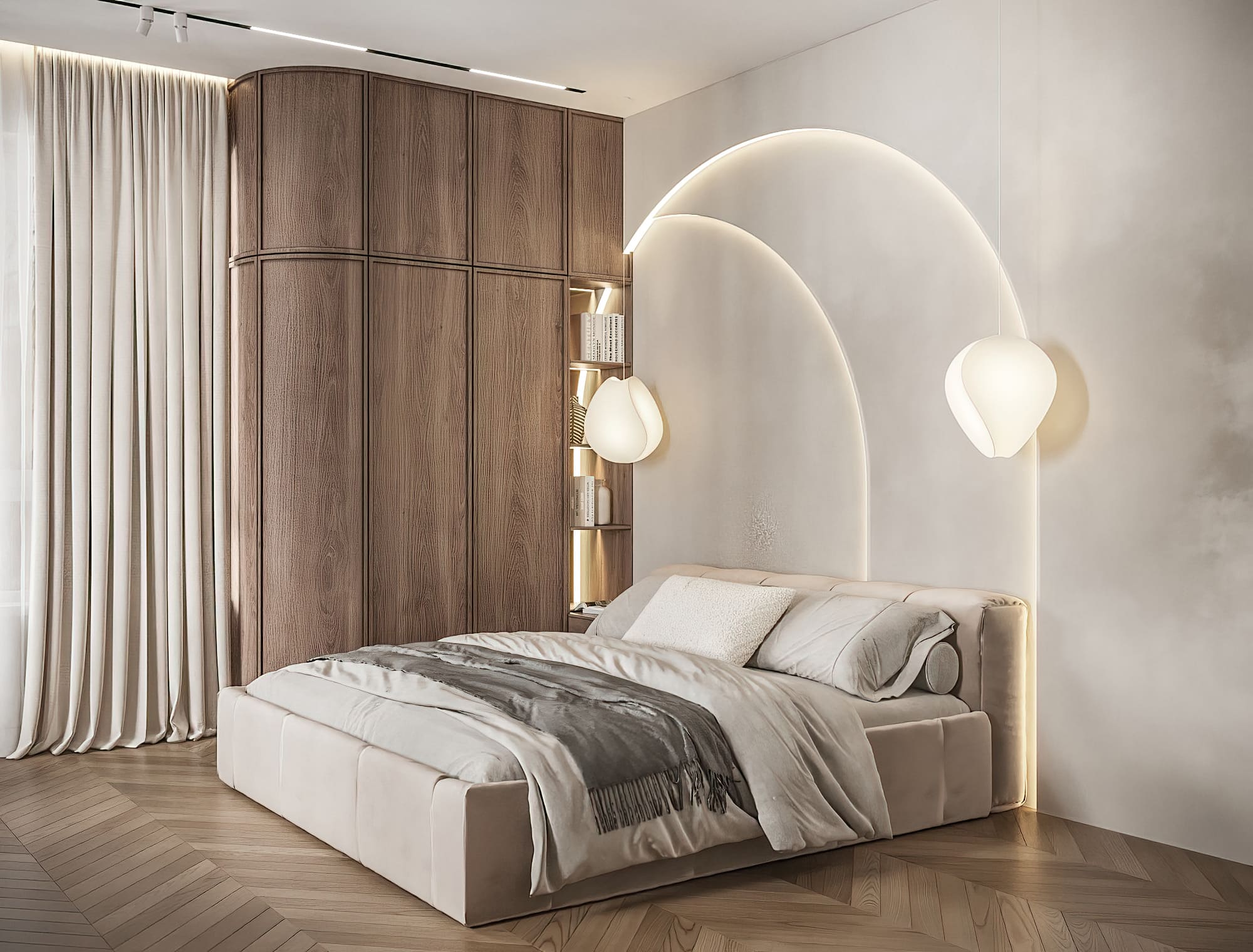 Ремонт квартиры в спальне в стиле джапанди от компании Domeo