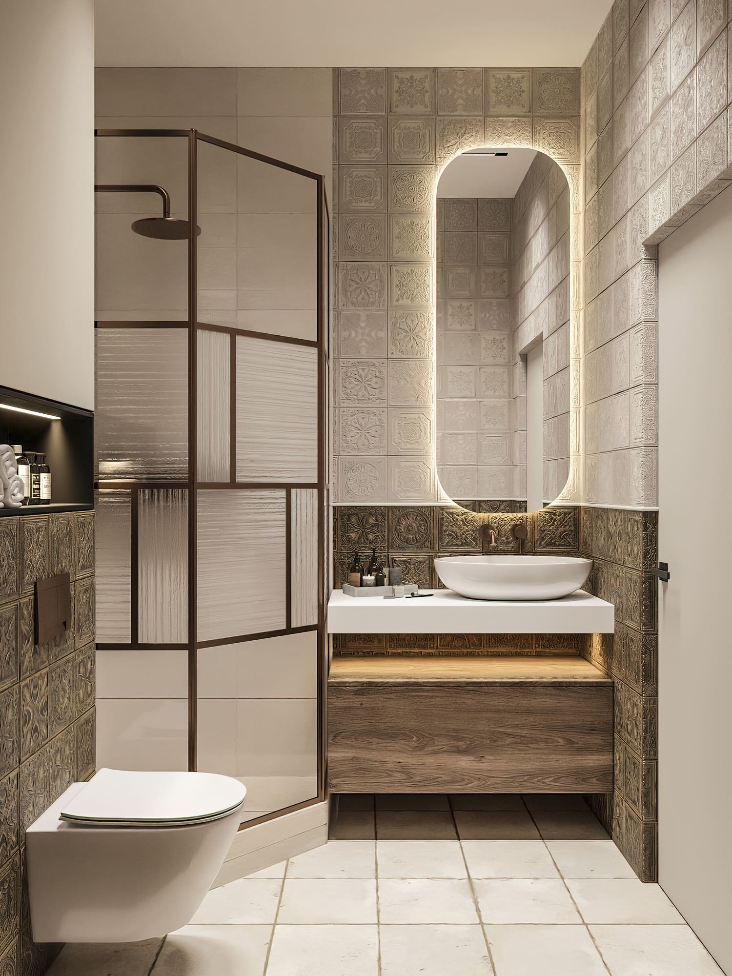 Ремонт квартиры в ванной комнате в стиле джапанди от компании Domeo