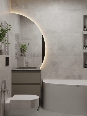 Дизайнерский ремонт и укладка керамической плитки в ванной комнате под ключ от Domeo